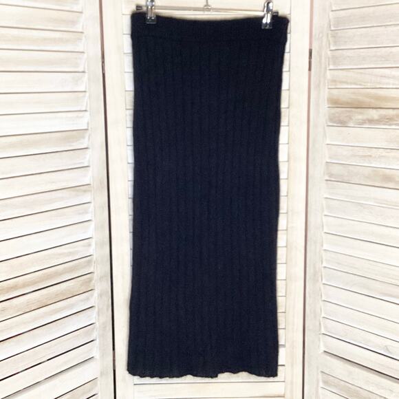 Vintage Y2K Calvin Klein Collection Black Ribbed Mohair Column Midi Skirt S - Picture 4 of 10